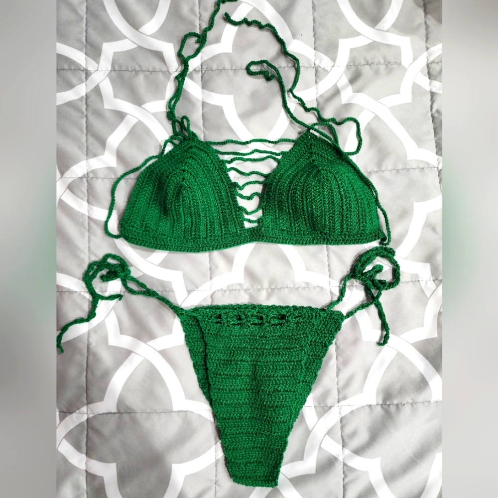 Green Crochet Bikini Set